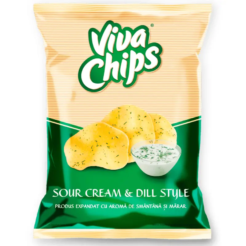Viva Chips cu Aromă de Smântână și Mărar 100 g
