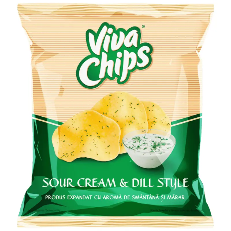 Viva Chips cu Aromă de Smântână și Mărar 50 g
