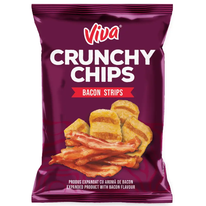 Viva Crunchy Chips cu Aromă de Bacon 80 g