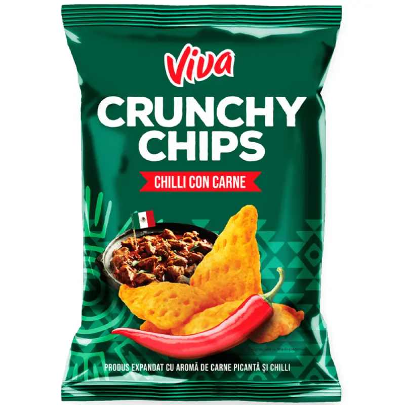 Viva Crunchy Chips cu Aromă de Carne Picantă şi Chilli 100 g