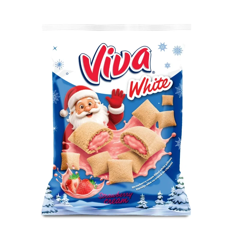Viva Pernițe Albe cu Cremă de Căpșuni 200 g – Ediție de Crăciun
