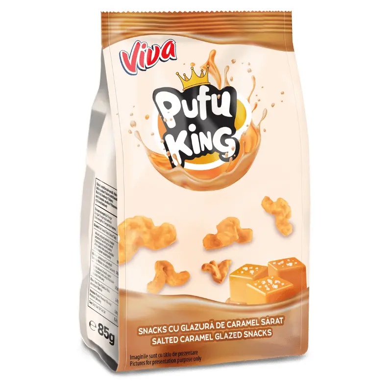 Viva Pufu King – Snacks cu Glazură de Caramel Sărat 50 g